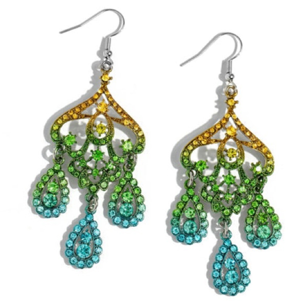 NWT Elegant Multicolor Chandelier Earrings - Picture 3 of 4